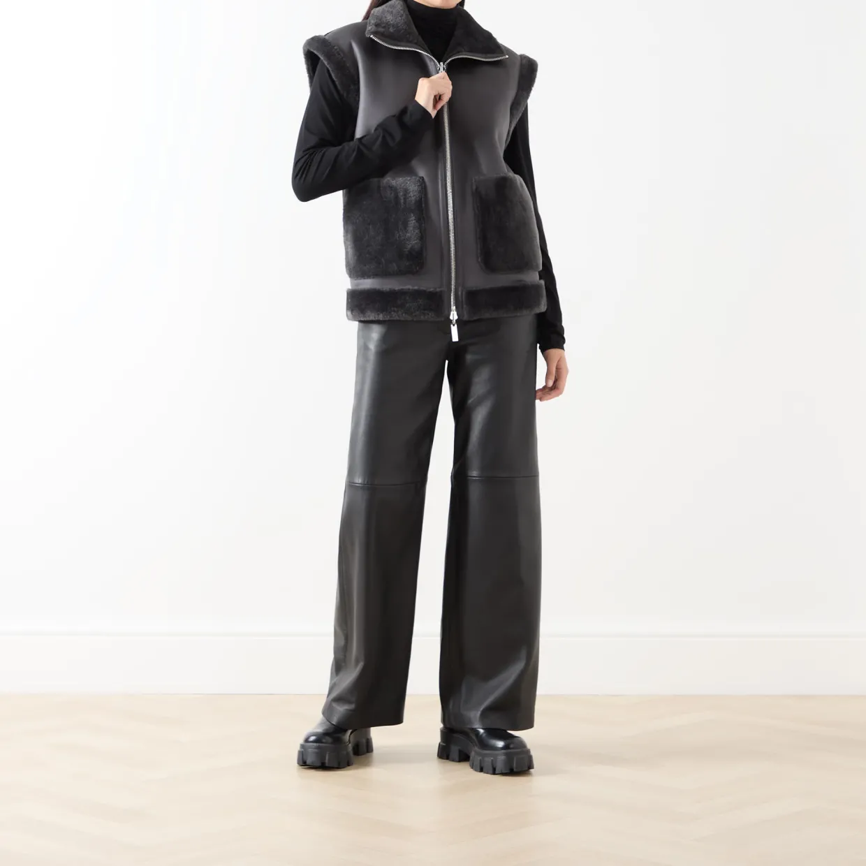 Naval Reversible Faux Fur Gilet