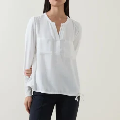 Notched Drawstring Blouse