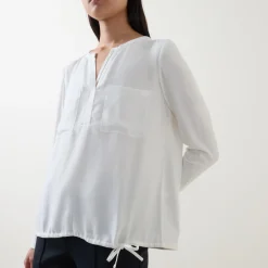 Notched Drawstring Blouse