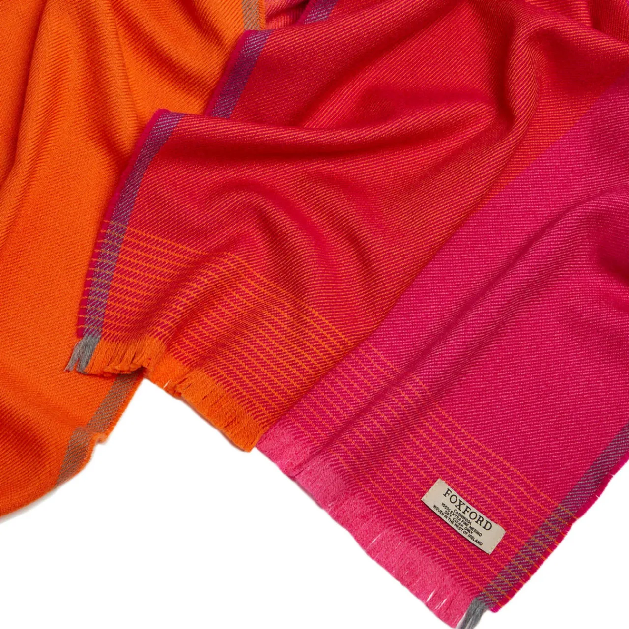 Hot FOXFORD Orange & Pink Merino Wool Scarf