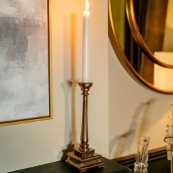 Oriental Bronze Candle Holders, Set of Two