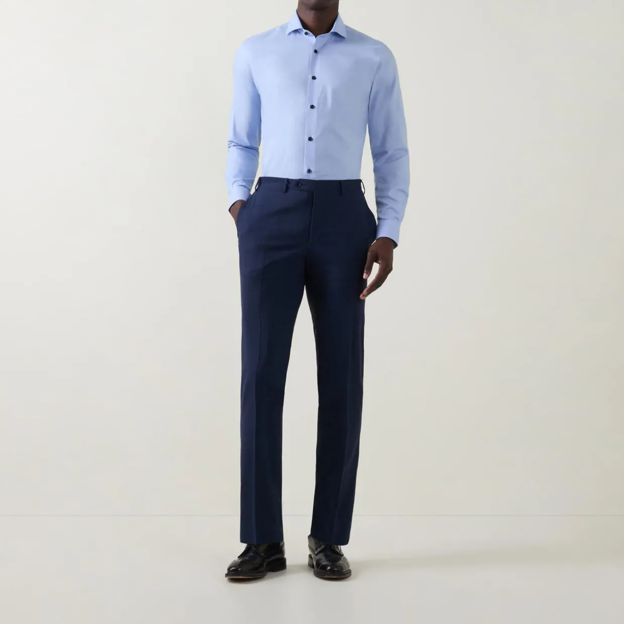 Oxford Trim Single-Cuff Formal Shirt