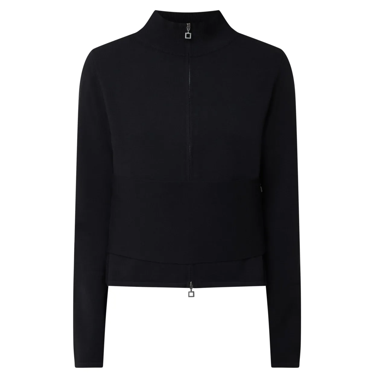 Panel Stretch Zip-Up Sweater