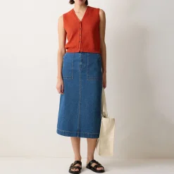 Outlet JIGSAW Patch Pocket Denim Skirt