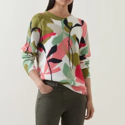 Patterned Ribbed Knit Sweater