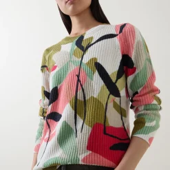 Patterned Ribbed Knit Sweater