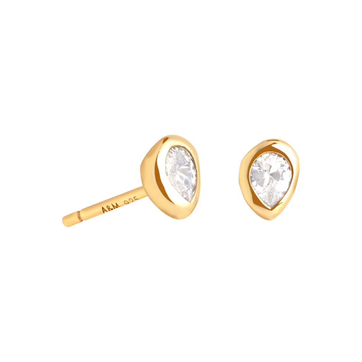 Pear Crystal Bezel Stud Earrings
