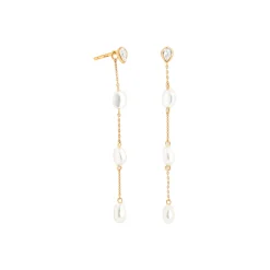 Pearl Chain Drop Stud Earrings