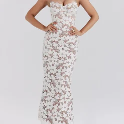 New HOUSE OF CB Pearl Floral Embroidered Dress