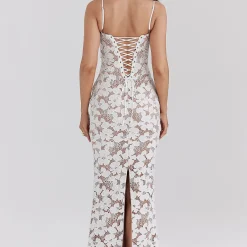 New HOUSE OF CB Pearl Floral Embroidered Dress