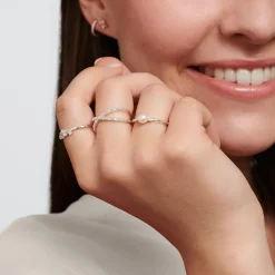 Pearl With White Stones Ring