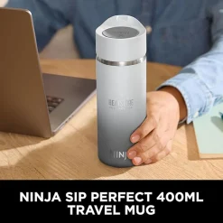 New NINJA Perfect Sip Travel Mug 300ml Steam White