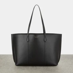 Perry Triple-Compartment Leather Tote Bag