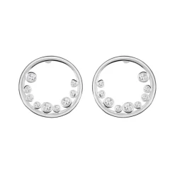 Fashion NEWBRIDGE SILVERWARE Petite Circular Earrings with Clear Stones