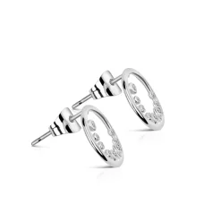 Fashion NEWBRIDGE SILVERWARE Petite Circular Earrings with Clear Stones