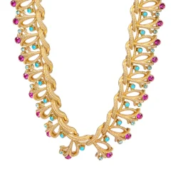 Sale NEWBRIDGE SILVERWARE Pink & Turquoise Stone Choker