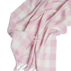 Pink Check Lambswool Baby Blanket
