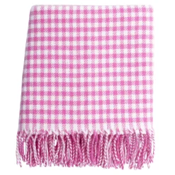 Pink Gingham Lambswool Baby Blanket