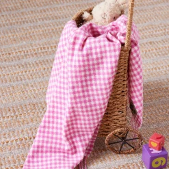 Pink Gingham Lambswool Baby Blanket