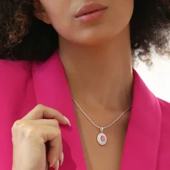 Best NEWBRIDGE SILVERWARE Pink Stone Pendant Necklace