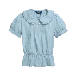 Clearance POLO RALPH LAUREN Pleated Denim Blouse 8-12 Years
