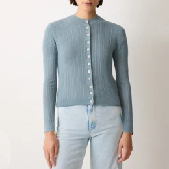 Pointelle Cable-Knit Cardigan