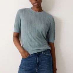 Pointelle Cable-Knit T-Shirt