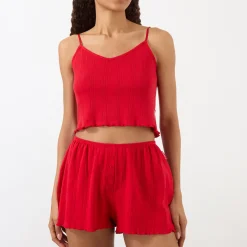 New ADANOLA Pointelle Cropped Top