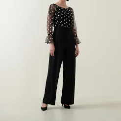 Clearance JOSEPH RIBKOFF Polka Dot Mesh Jumpsuit