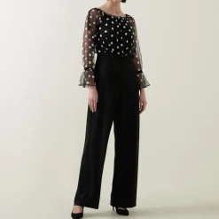 Clearance JOSEPH RIBKOFF Polka Dot Mesh Jumpsuit