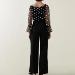 Clearance JOSEPH RIBKOFF Polka Dot Mesh Jumpsuit