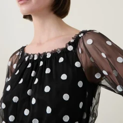 Clearance JOSEPH RIBKOFF Polka Dot Mesh Jumpsuit