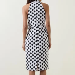 Sale JOSEPH RIBKOFF Polka Dot Pleated Pencil Dress