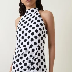Sale JOSEPH RIBKOFF Polka Dot Pleated Pencil Dress