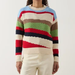 Fashion WEEKEND MAX MARA Polo Asymmetric Stripe Sweater