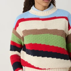 Fashion WEEKEND MAX MARA Polo Asymmetric Stripe Sweater