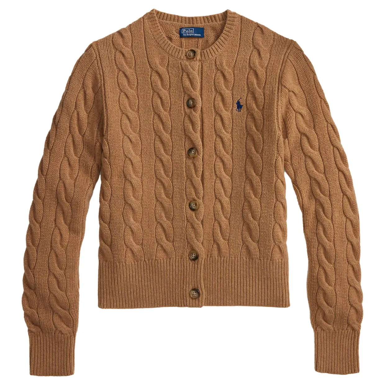 Polo Player Logo Cable Knit Cardigan