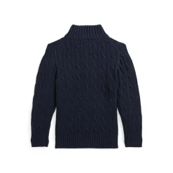 Fashion POLO RALPH LAUREN Polo Player Logo Half-Zip Cable Knit Sweater 4-7 Years