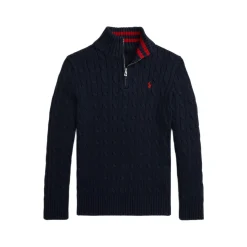 Polo Player Logo Half-Zip Cable Knit Sweater 6-14 Years