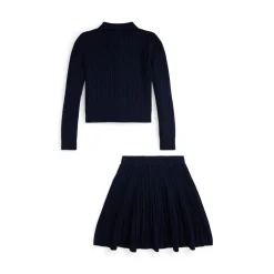 Polo Pony Logo Cardigan & Skirt Two-Piece Set 6-12 Years