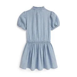 Clearance POLO RALPH LAUREN Pony Logo Button Front Flared Dress 2-6 Years