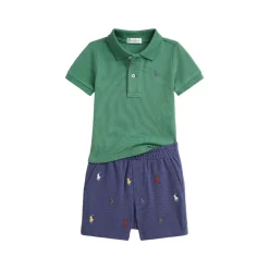 Pony Logo Mesh Polo Shirt & Shorts Two-Piece Set 6-24 Months