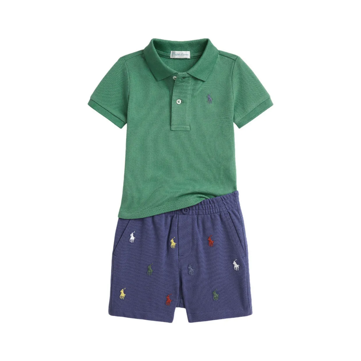 Pony Logo Mesh Polo Shirt & Shorts Two-Piece Set 6-24 Months