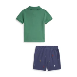 Pony Logo Mesh Polo Shirt & Shorts Two-Piece Set 6-24 Months