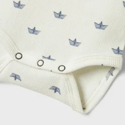 Printed Motif Ribbed Bodysuit