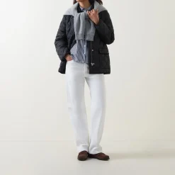 Quilted Corduroy-Trim Jacket