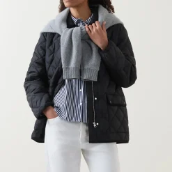 Quilted Corduroy-Trim Jacket