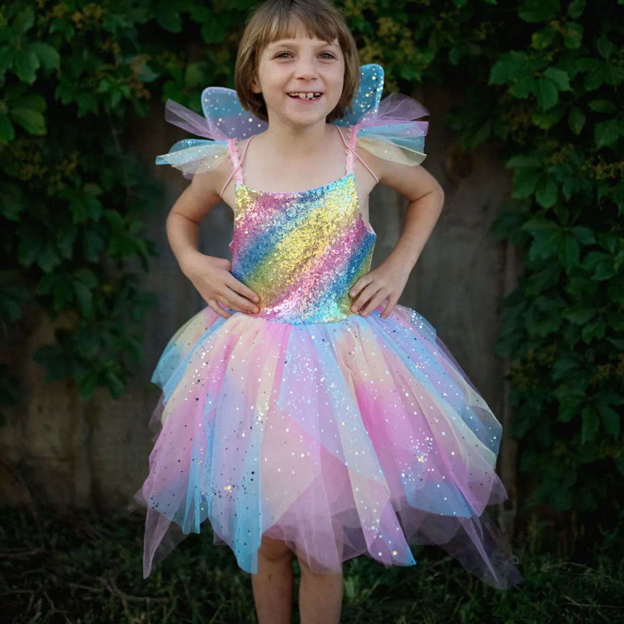 Rainbow Fairy Dress with Wings