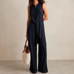 Raven Wide-Leg Belted Jumpsuit