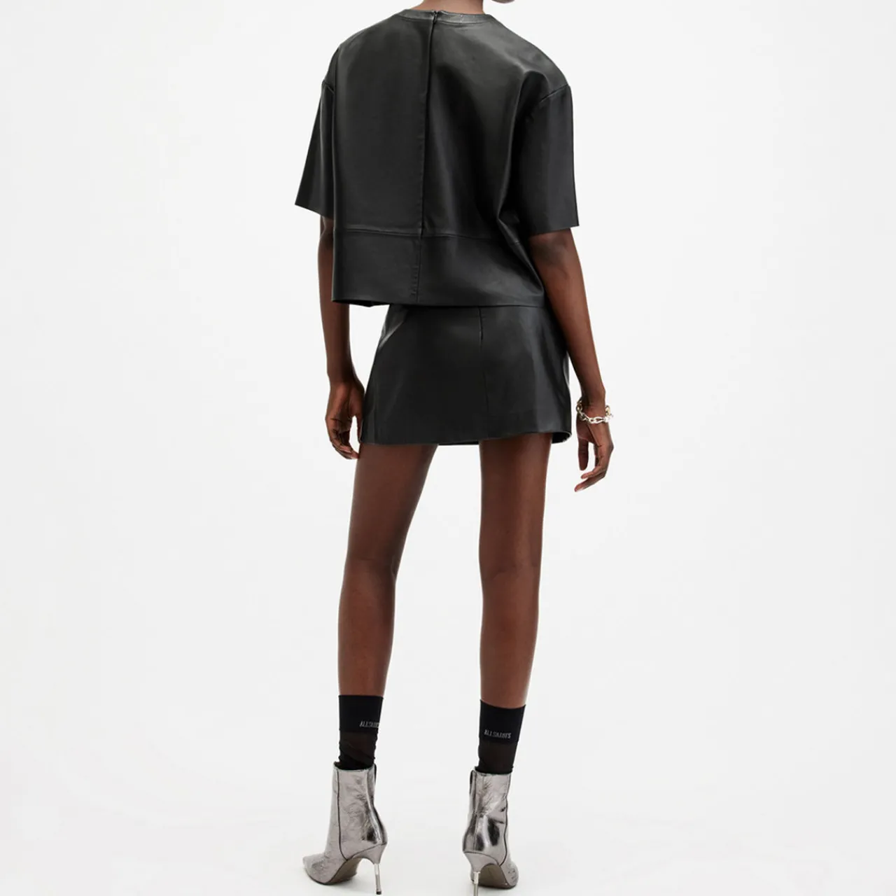 Discount ALLSAINTS Renai Leather Mini Skirt